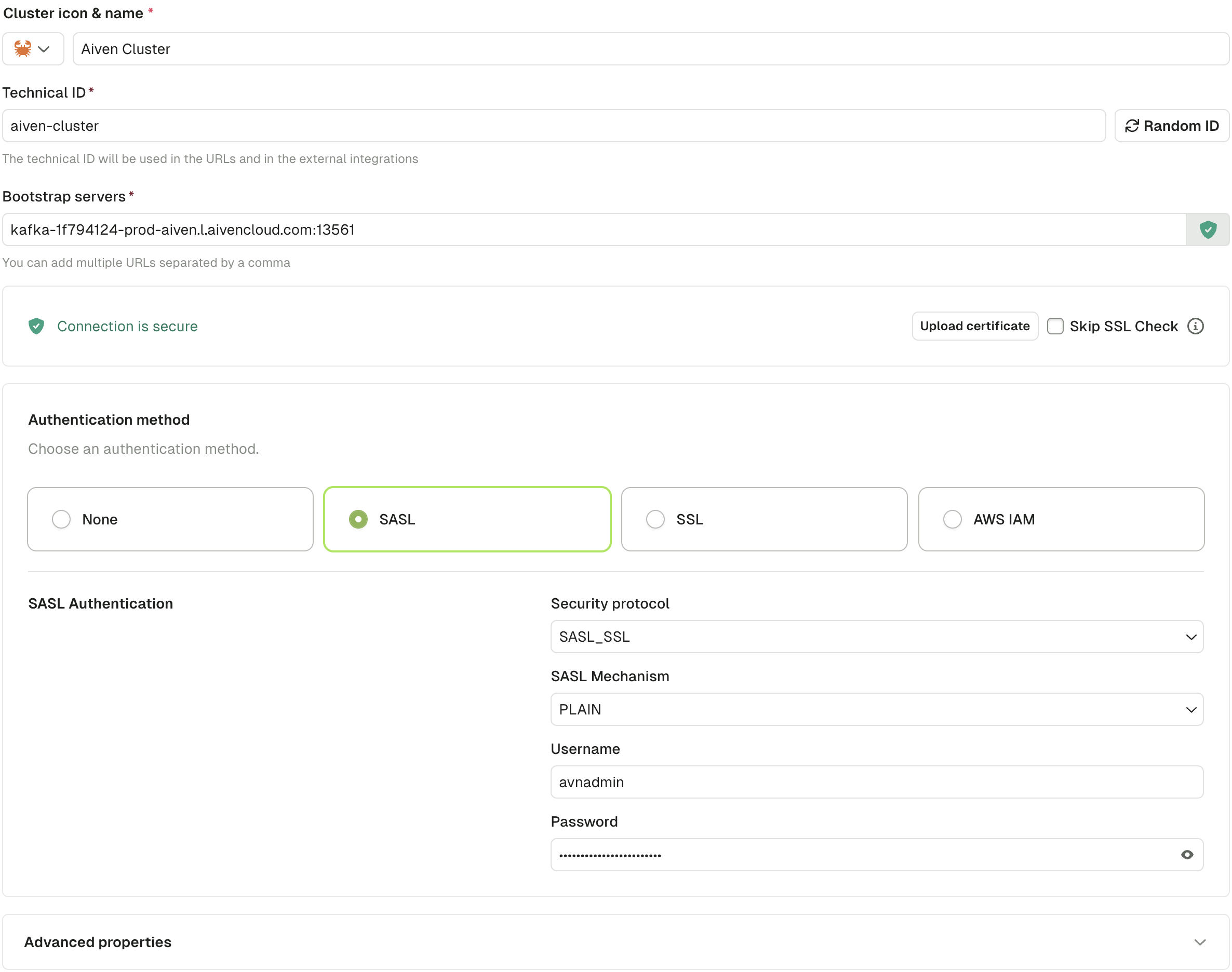 Console config with SASL_SSL