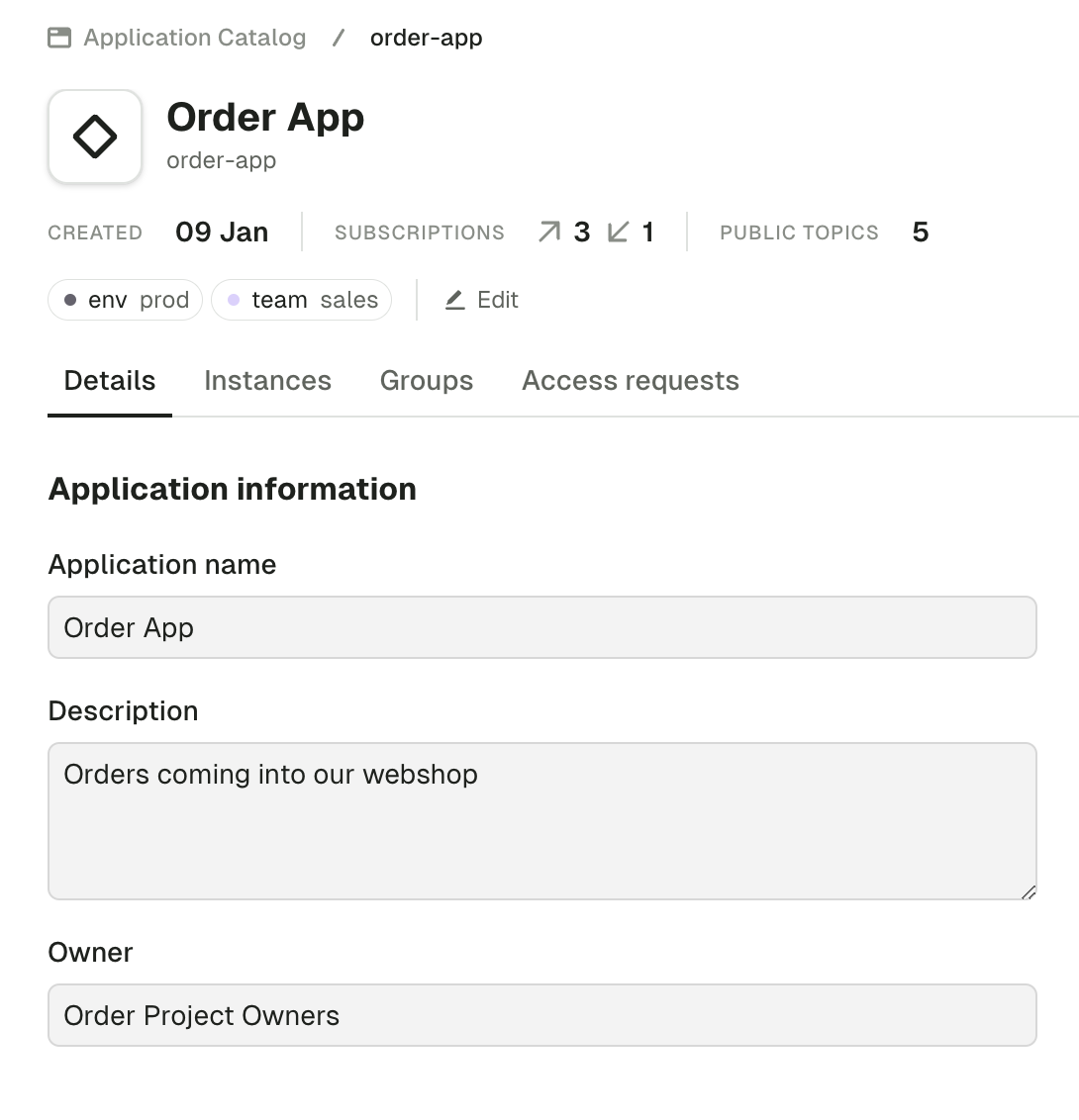 Application details
