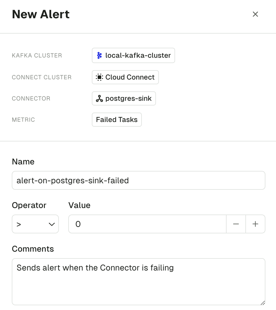 Create a Connector alert