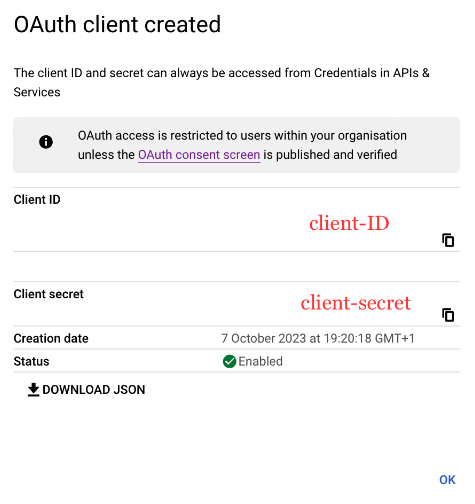 Google Client ID Secret