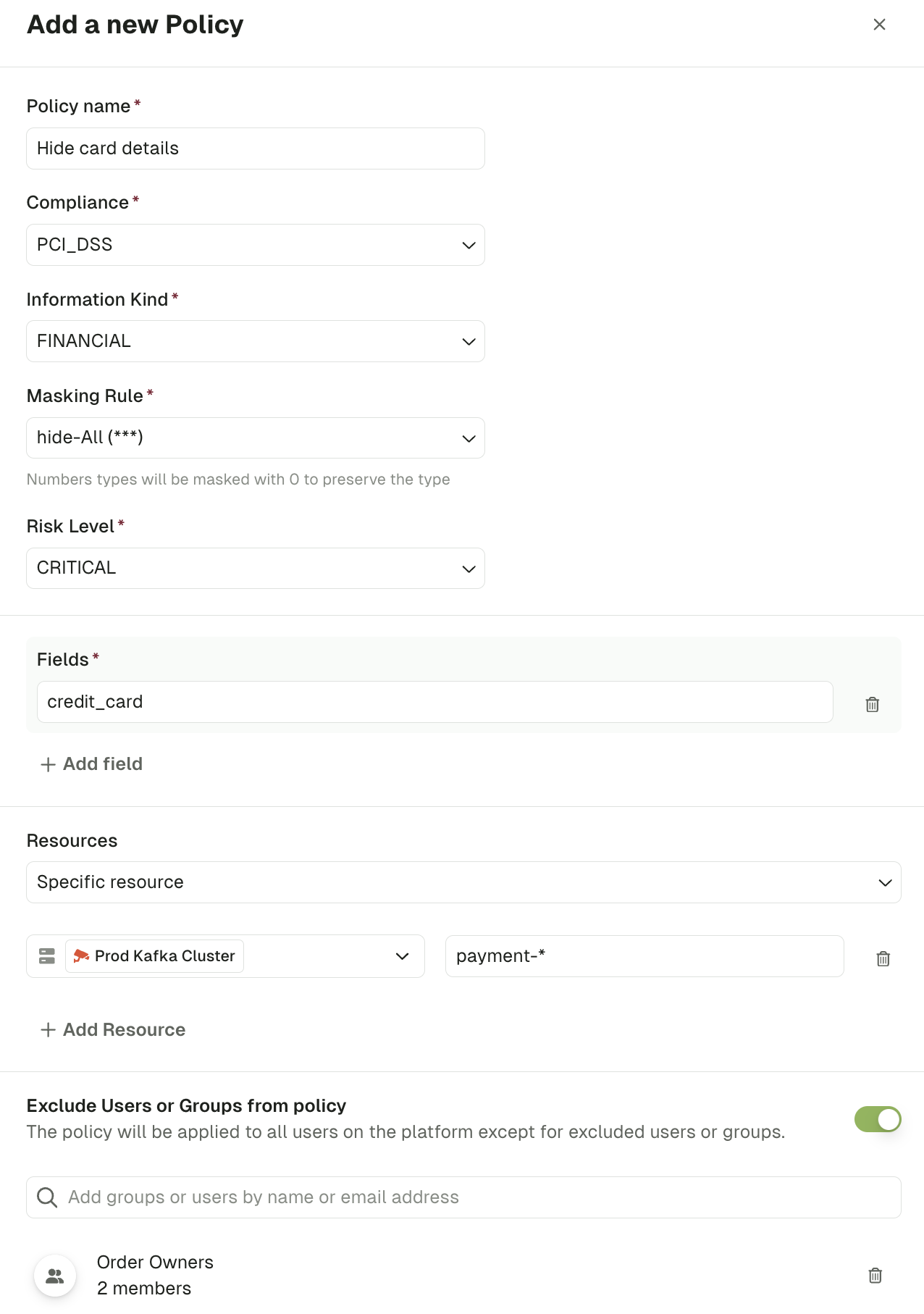 Policy configuration