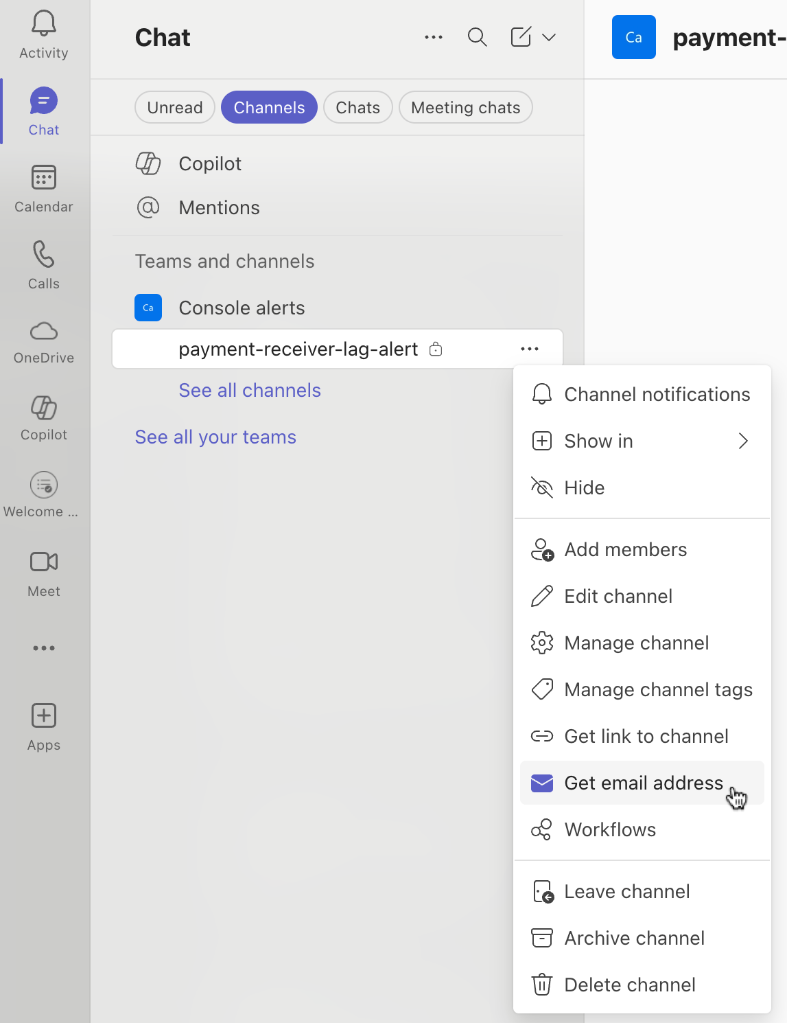 Get channel email 1
