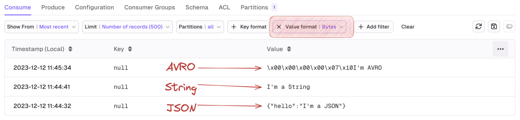 Deserializer with bytes