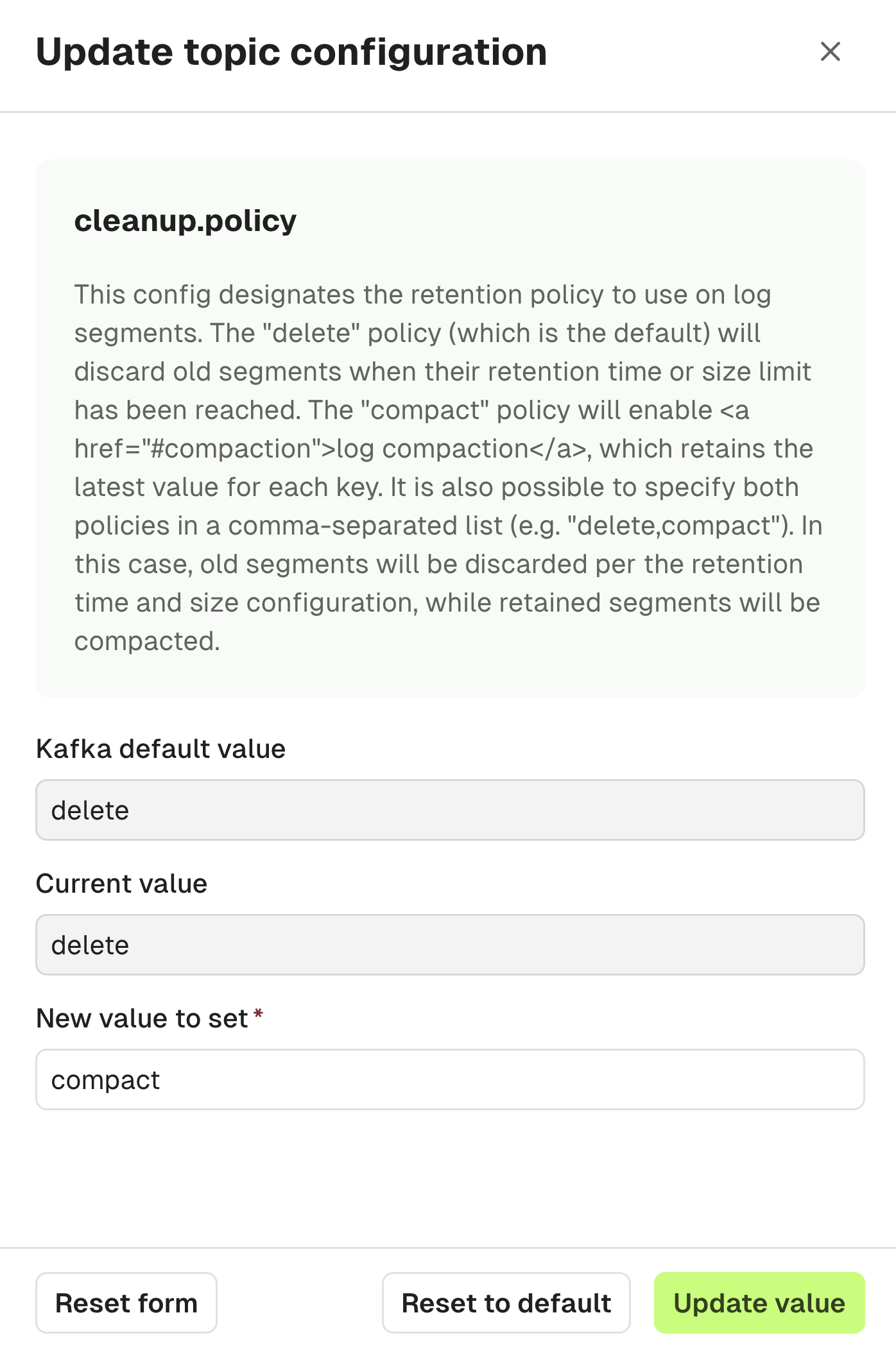 Edit Topic configuration