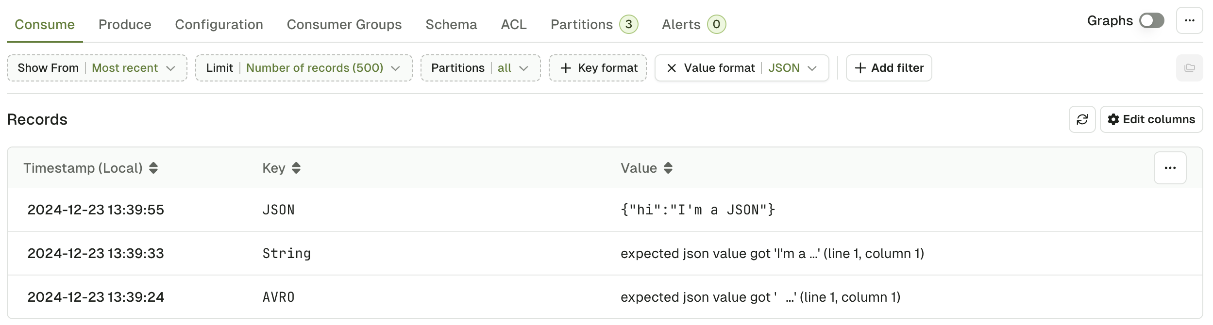 Consume with JSON deserializer